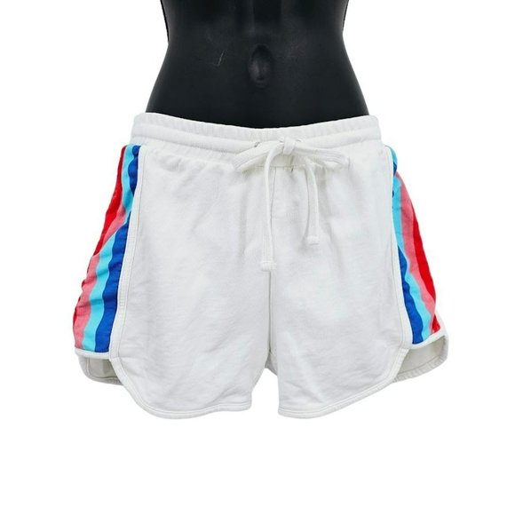 J Crew Factory Rainbow Striped Side Panel Shorts XXS White Retro Athletic Terry - Picture 14 of 14